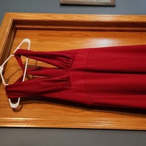 Red halter midi dress. Banana Republic.